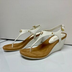 Lauren Ralph Lauren White and Tan Tumbled Vachetta Wedges - Size 7